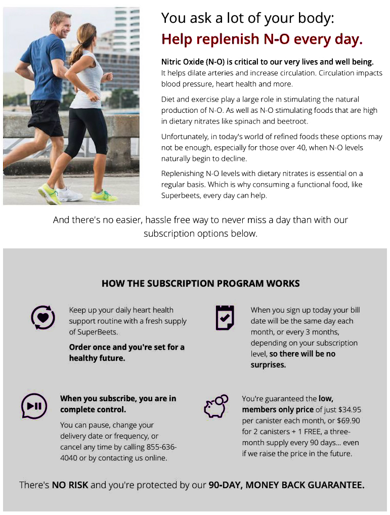 Test 1 Treatment showing the new section added to the landing page